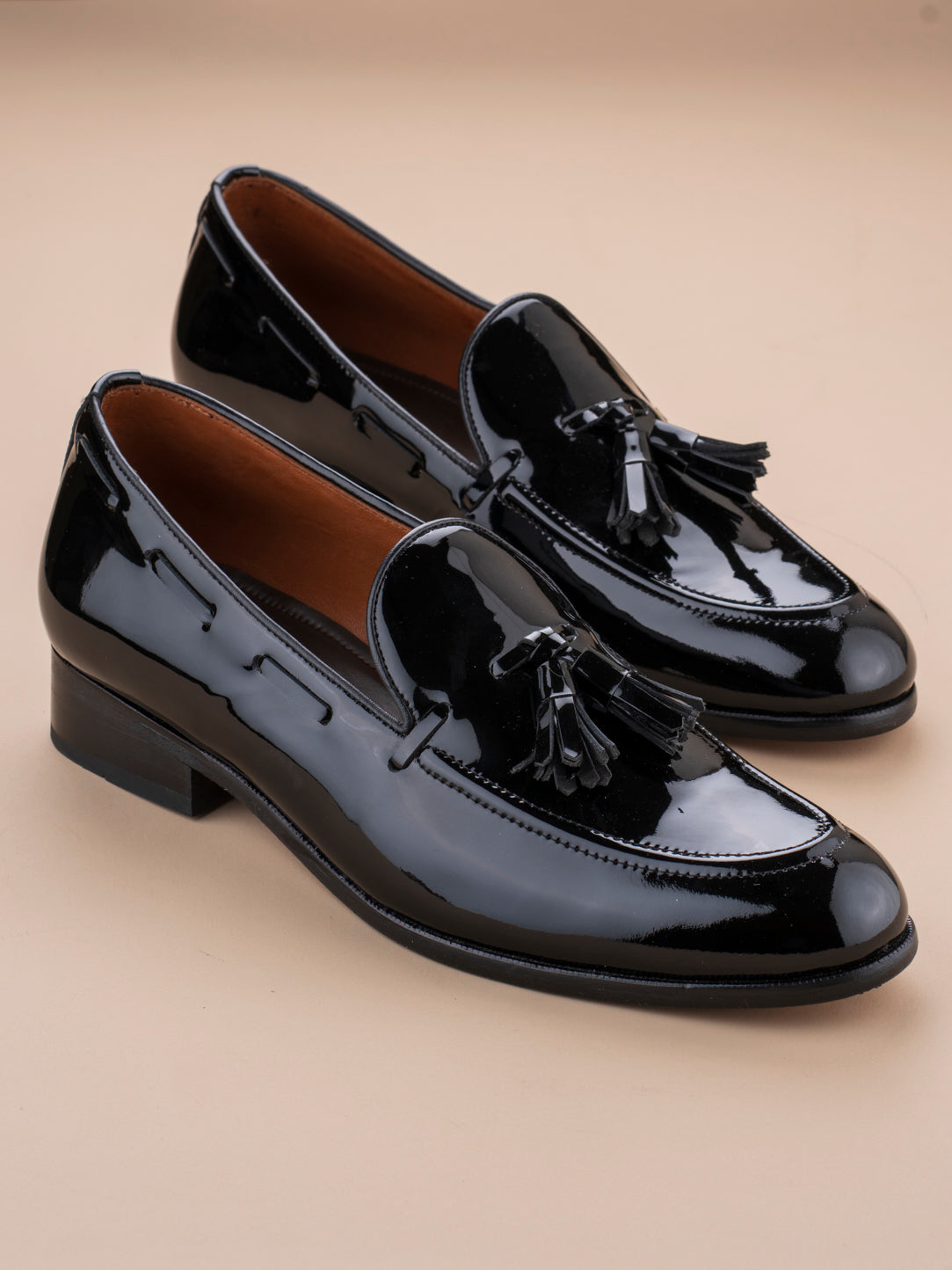 Patent Tassel Loafers Black